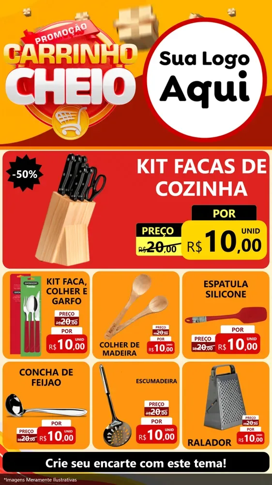 Modelo de Rede Social para Stories com o tema Promoção carrinho cheio para Utilidades Domésticas