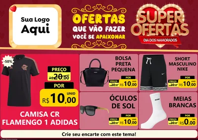 Modelo de Encarte para Encarte A4 Horizontal com o tema Dia dos Namorados para Roupas e acessórios