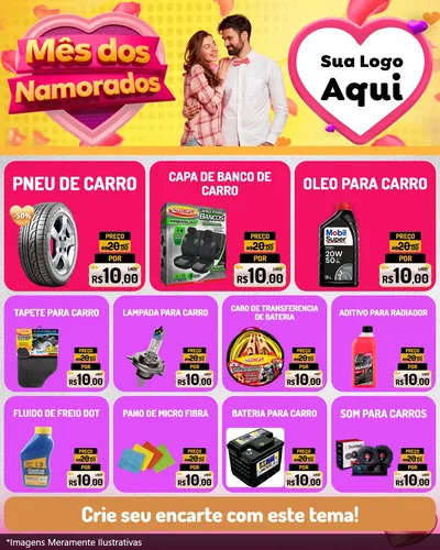 Modelo de Rede Social para Feed Instagram com o tema Mês dos Namorados para Auto peças