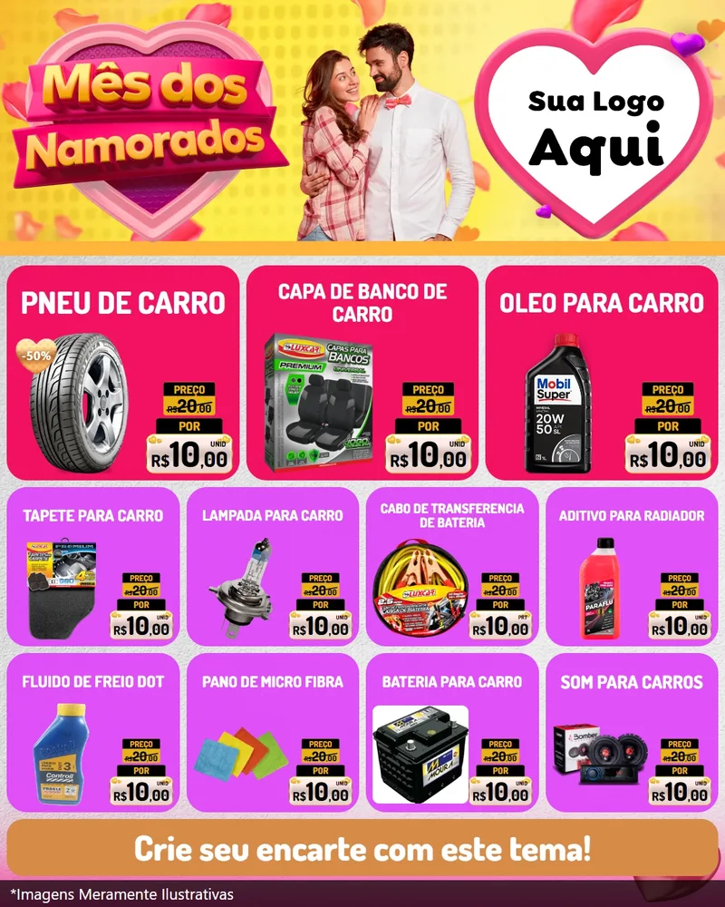Modelo de Rede Social para Feed Instagram com o tema Mês dos Namorados para Auto peças
