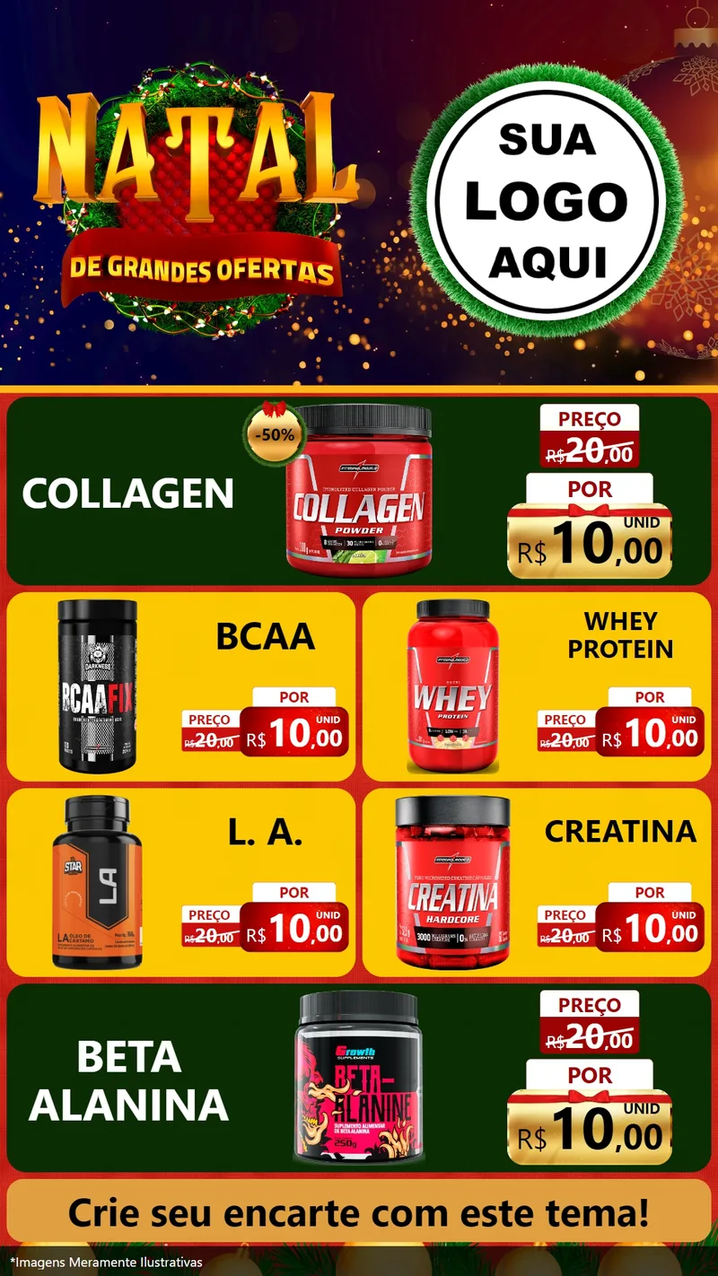 Modelo de TV para TV Vertical com o tema Natal de Grandes Ofertas para Suplementos alimentares