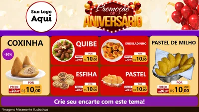 Modelo de TV para TV Horizontal com o tema Promoção de Aniversário para Salgadaria