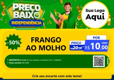 Modelo de Cartaz para Cartaz A4 Horizontal com o tema Preço Baixo de Independência para Restaurante