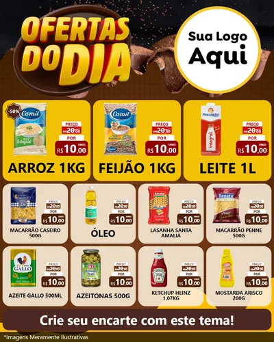 Modelo de Rede Social para Feed Instagram com o tema Ofertas do Dia para Supermercado
