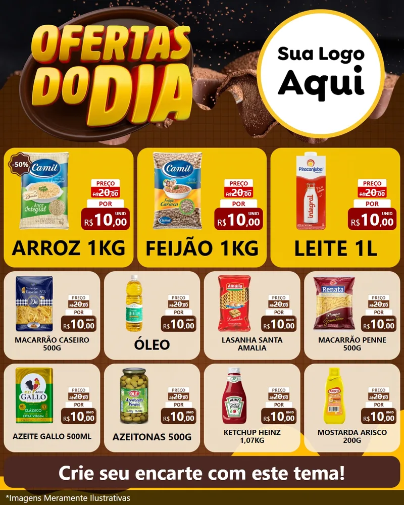 Modelo de Rede Social para Feed Instagram com o tema Ofertas do Dia para Supermercado