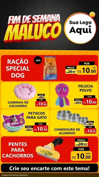 Modelo de TV para TV Vertical com o tema Final de Semana Maluco para Pet Shop