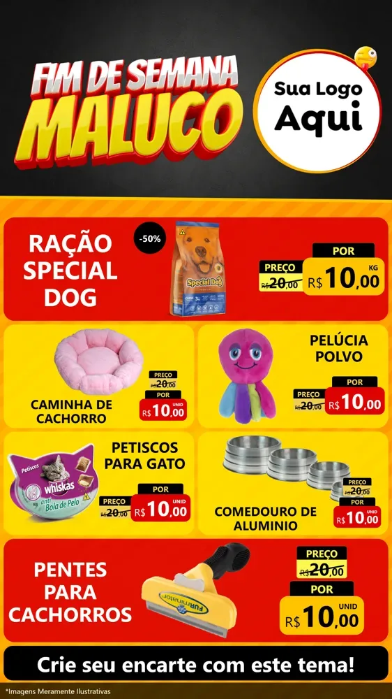 Modelo de TV para TV Vertical com o tema Final de Semana Maluco para Pet Shop