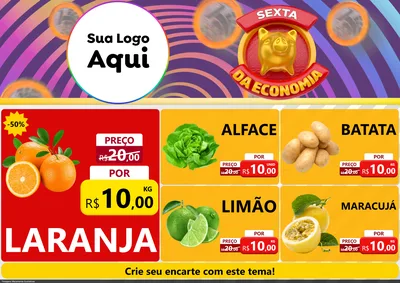Modelo de Encarte para Encarte A4 Horizontal com o tema Sexta da Economia para Hortifrúti