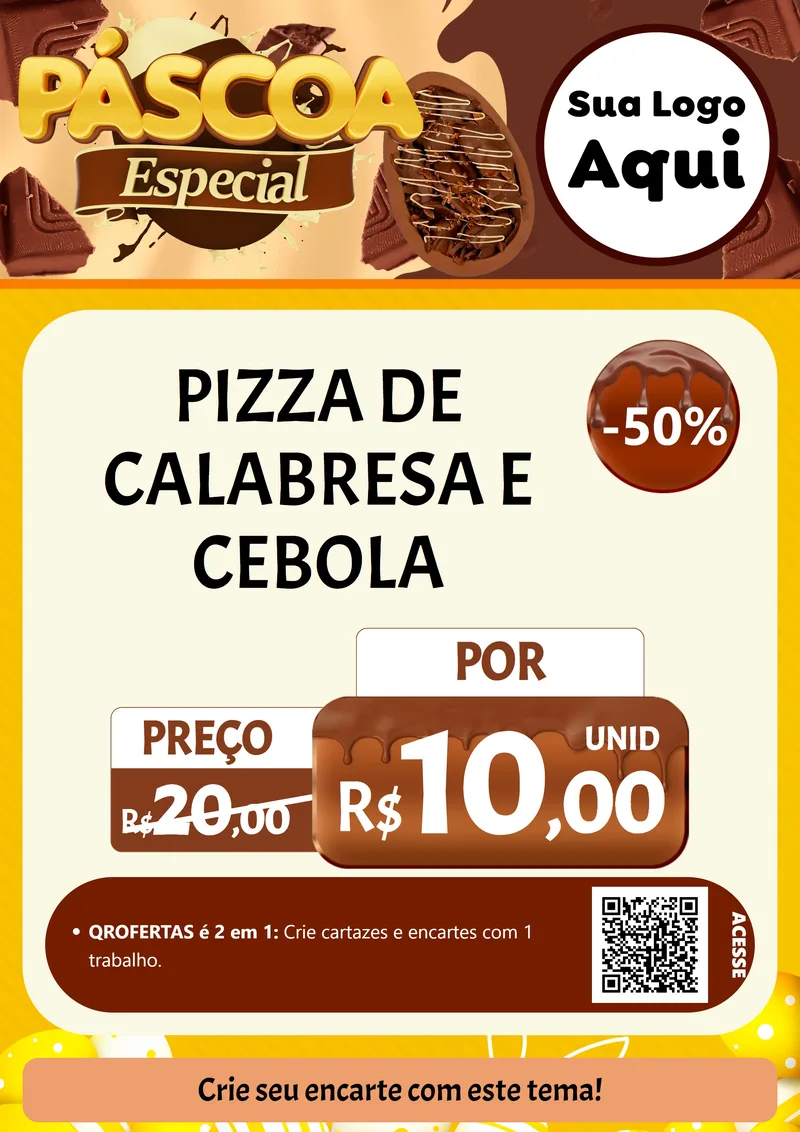 Modelo de Cartaz para Cartaz A4 Vertical com o tema Páscoa Especial para Pizzaria