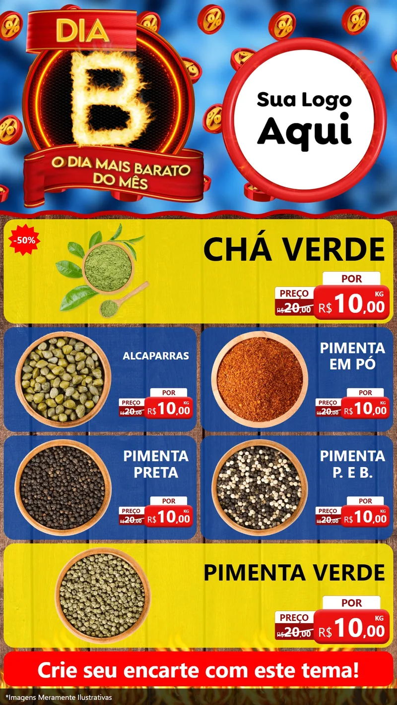 Modelo de TV para TV Vertical com o tema Dia B - O Dia Mais Barato Do Mês para Produtos Naturais