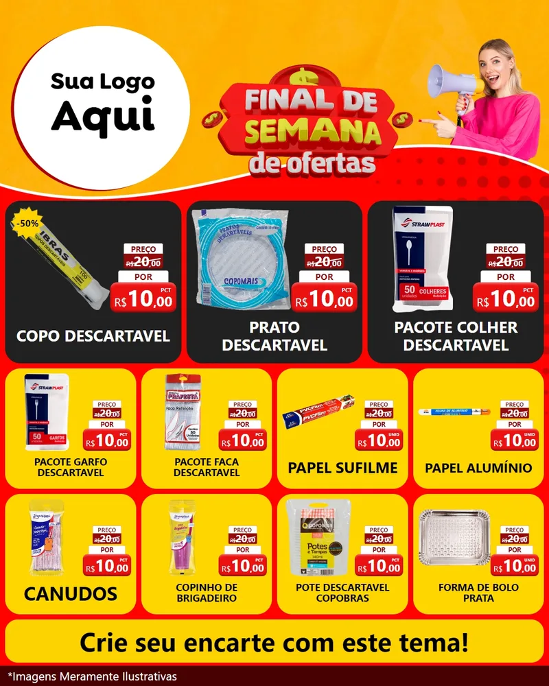 Modelo de Rede Social para Feed Instagram com o tema Final de Semana de Ofertas para Embalagens