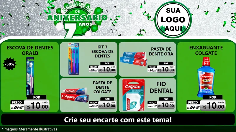 Modelo de TV para TV Horizontal com o tema Promoção de Aniversário - 7 Anos para Higiene Pessoal