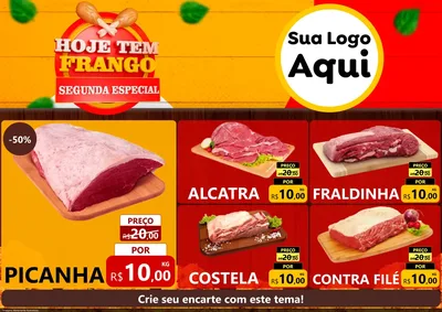 Modelo de Encarte para Encarte A4 Horizontal com o tema Hoje tem Frango Segunda Especial para Açougue