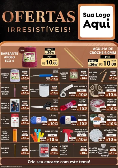 Modelo de Encarte para Encarte A4 Vertical com o tema Ofertas Irresistíveis! para Armarinho e Aviamentos