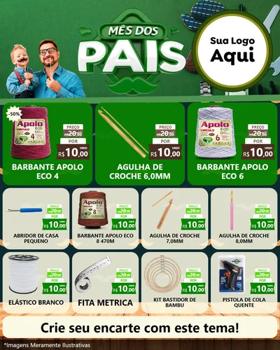 Modelo de Rede Social para Feed Instagram com o tema Mês dos Pais para Armarinho e Aviamentos