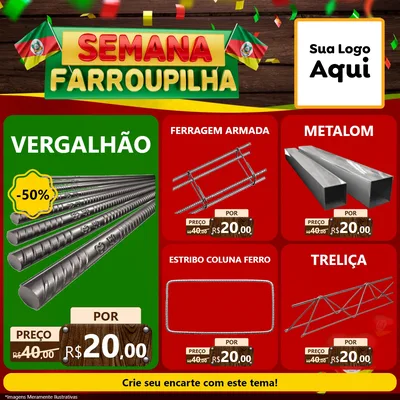 Modelo de Rede Social para Feed Facebook com o tema Semana Farroupilha para Ferragens