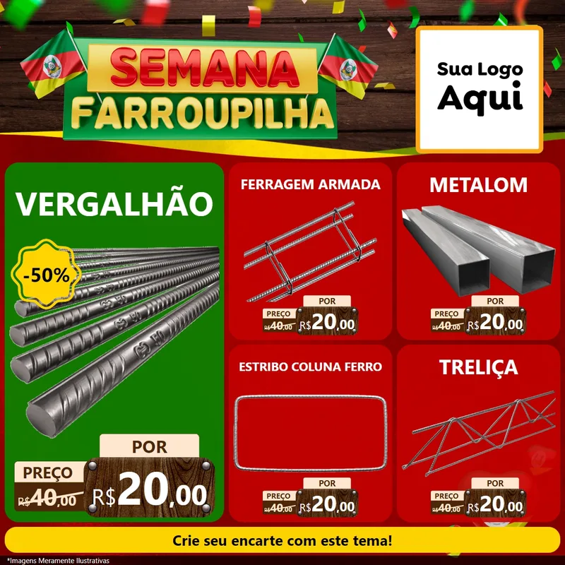Modelo de Rede Social para Feed Facebook com o tema Semana Farroupilha para Ferragens