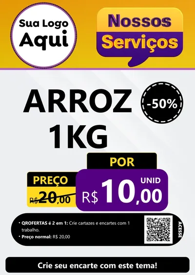 Modelo de Cartaz para Cartaz A4 Vertical com o tema Nossos Serviços para Supermercado