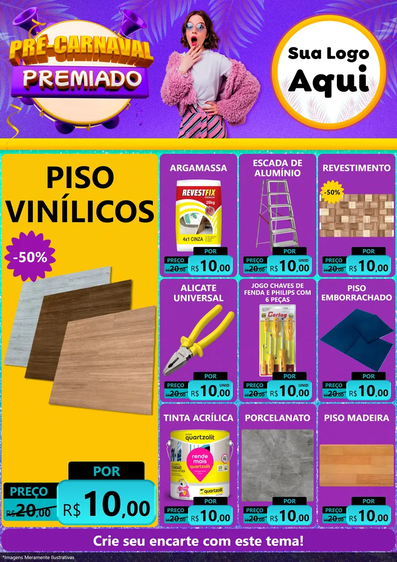 Modelo de Encarte para Encarte A4 Vertical com o tema Pré-Carnaval Premiado para Material para Construção