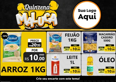 Modelo de Encarte para Encarte A4 Horizontal com o tema Quinzena Maluca para Supermercado