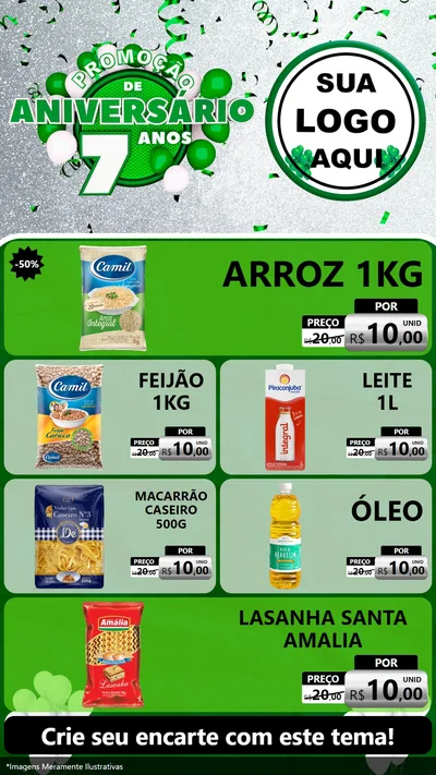 Modelo de TV para TV Vertical com o tema Promoção de Aniversário - 7 Anos para Supermercado