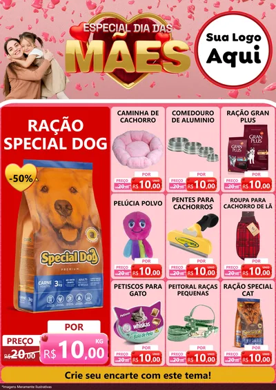 Modelo de Encarte para Encarte A4 Vertical com o tema Especial Dia Das Mães para Pet Shop