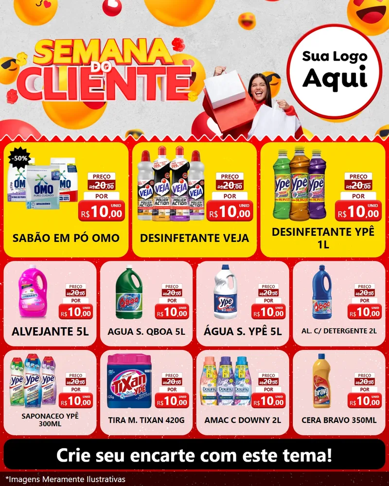 Modelo de Rede Social para Feed Instagram com o tema Semana do Cliente para Produtos de Limpeza