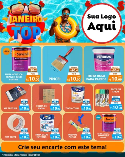 Modelo de Rede Social para Feed Instagram com o tema Janeiro Top para Tintas e Ferramentas