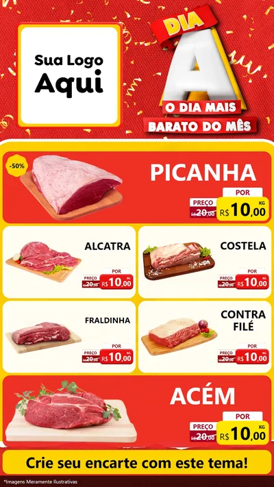 Modelo de TV para TV Vertical com o tema Dia A o Dia Mais Barato do Mês para Açougue