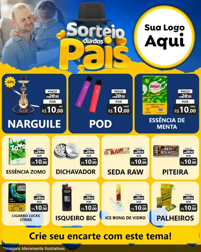 Modelo de Rede Social para Feed Instagram com o tema Sorteio Dia Dos Pais para Tabacaria
