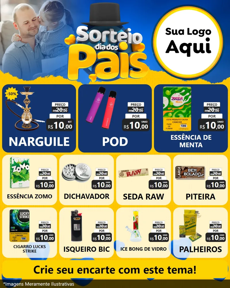 Modelo de Rede Social para Feed Instagram com o tema Sorteio Dia Dos Pais para Tabacaria