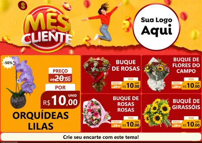 Modelo de Encarte para Encarte A4 Horizontal com o tema Mês do Cliente para Floricultura e jardim