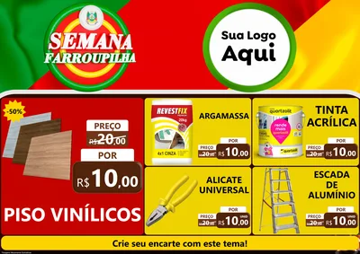 Modelo de Encarte para Encarte A4 Horizontal com o tema Semana Farroupilha para Material para Construção