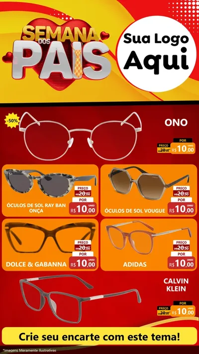 Modelo de TV para TV Vertical com o tema Semana Dos Pais para Óticas