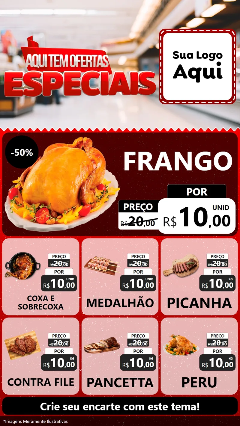 Modelo de Rede Social para Stories com o tema Aqui Tem Ofertas Especiais para Assados