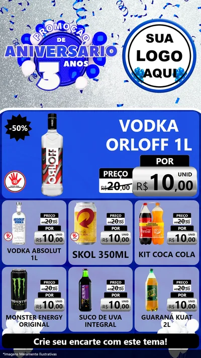 Modelo de Rede Social para Stories com o tema Promoção de Aniversário - 3 Anos para Distribuidora de bebidas