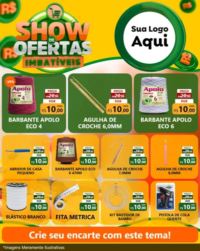 Modelo de Rede Social para Feed Instagram com o tema Show de Ofertas Imbatíveis para Armarinho e Aviamentos