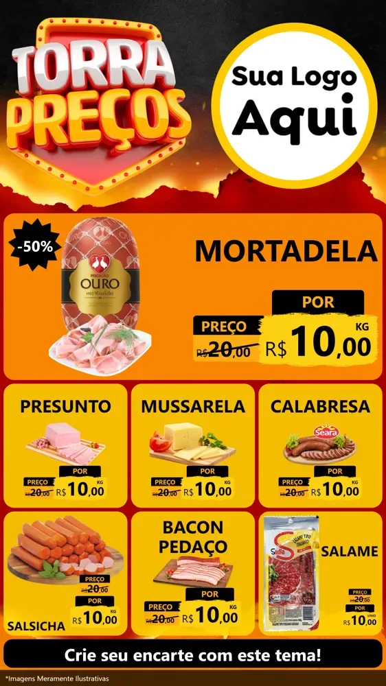 Modelo de Rede Social para Stories com o tema Torra Preços para Frios e Laticínios