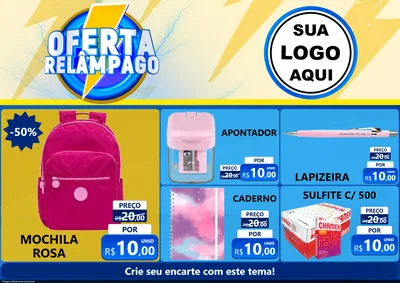 Modelo de Encarte para Encarte A4 Horizontal com o tema Oferta Relâmpago para Papelaria