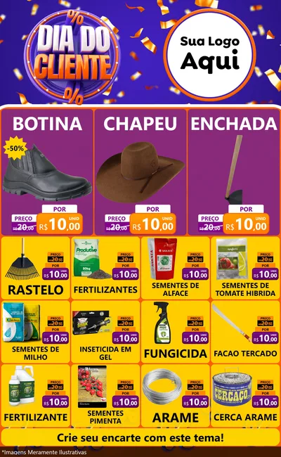 Modelo de Encarte para Encarte Grande com o tema Dia do Cliente para Agropecuária