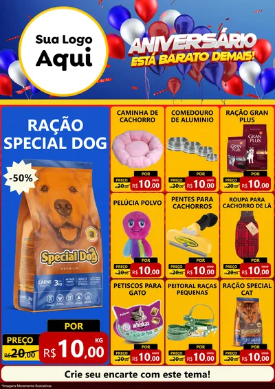 Modelo de Encarte para Encarte A4 Vertical com o tema Aniversário para Pet Shop