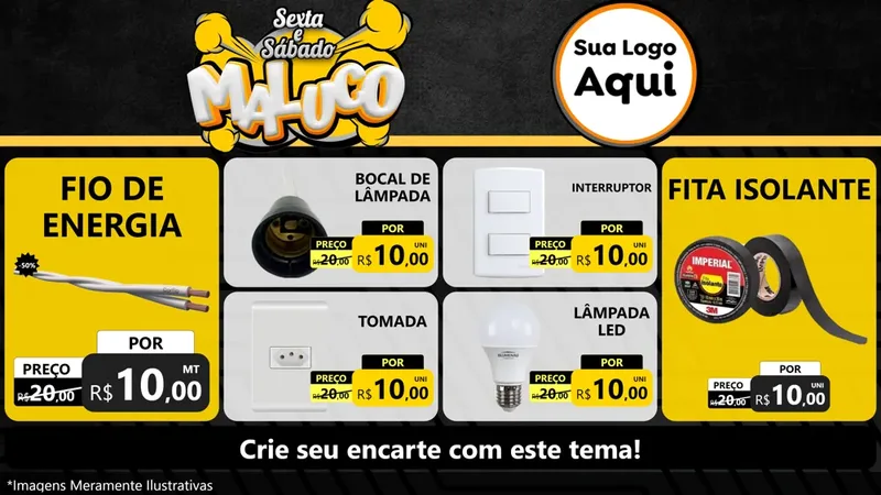 Modelo de TV para TV Horizontal com o tema Sexta e Sábado Maluco para Materiais Elétricos