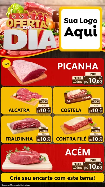 Modelo de TV para TV Vertical com o tema Ofertas do Dia para Açougue