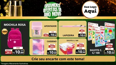 Modelo de TV para TV Horizontal com o tema Grandes Ofertas de Ano Novo para Papelaria