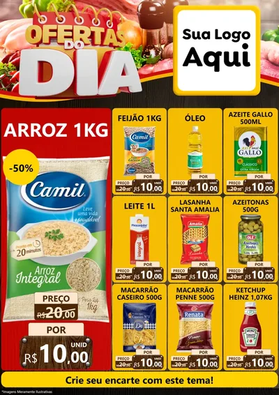 Modelo de Encarte para Encarte A4 Vertical com o tema Ofertas do Dia para Supermercado