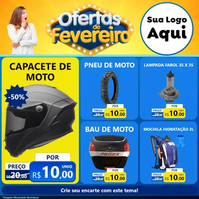 Modelo de Rede Social para Feed Facebook com o tema Ofertas de Fevereiro para Moto peças