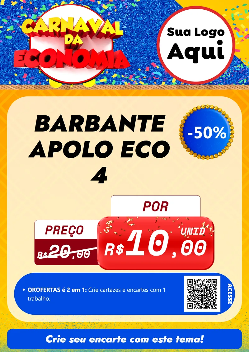 Modelo de Cartaz para Cartaz A4 Vertical com o tema Carnaval da Economia para Armarinho e Aviamentos