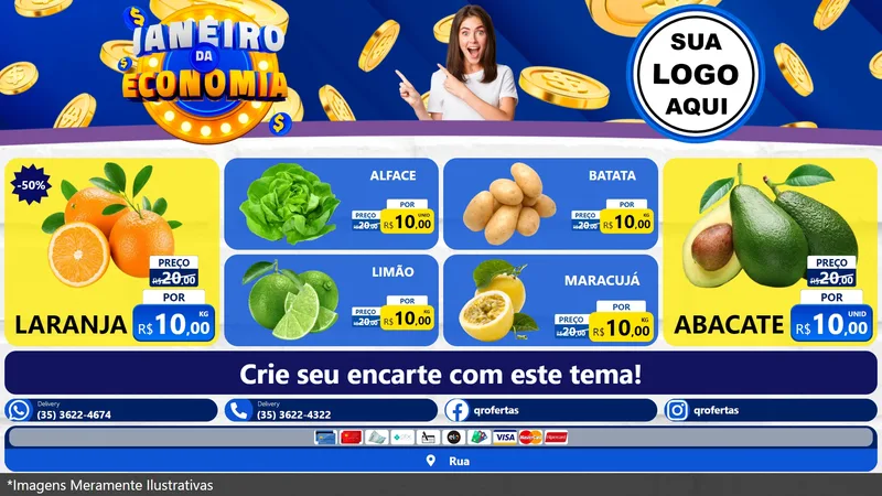 Modelo de TV para TV Horizontal com o tema Janeiro da Economia para Hortifrúti
