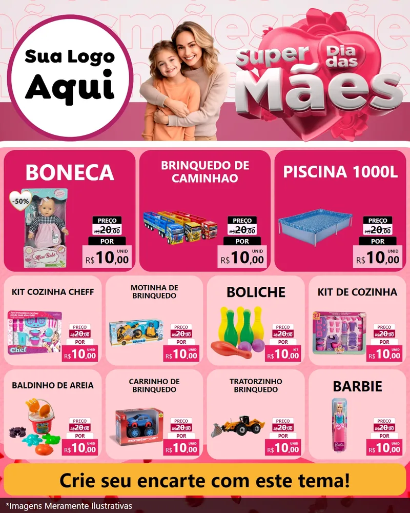 Modelo de Rede Social para Feed Instagram com o tema Super Dia Das Mães para Brinquedos
