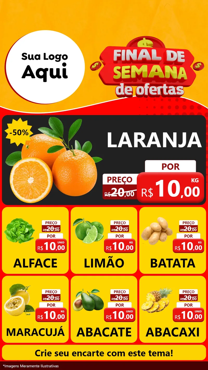 Modelo de Rede Social para Stories com o tema Final de Semana de Ofertas para Hortifrúti